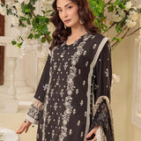 3PC Unstitched Cambric Embroidered Mukesh Dupatta SUIT (UNS7MK008)