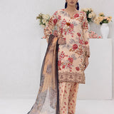 3pc Unstitched - Printed Lawn Silk Suit