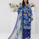 3pc Unstitched - Printed Lawn Silk Suit