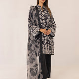 MONOCHROME DIGITAL PRINTED LAWN SILK SUIT