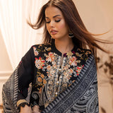 LUXURY KHADDAR EMBROIDERED SHIRT WITH SHAWL & DYED TROUSER