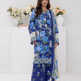 3pc Unstitched - Printed Lawn Silk Suit