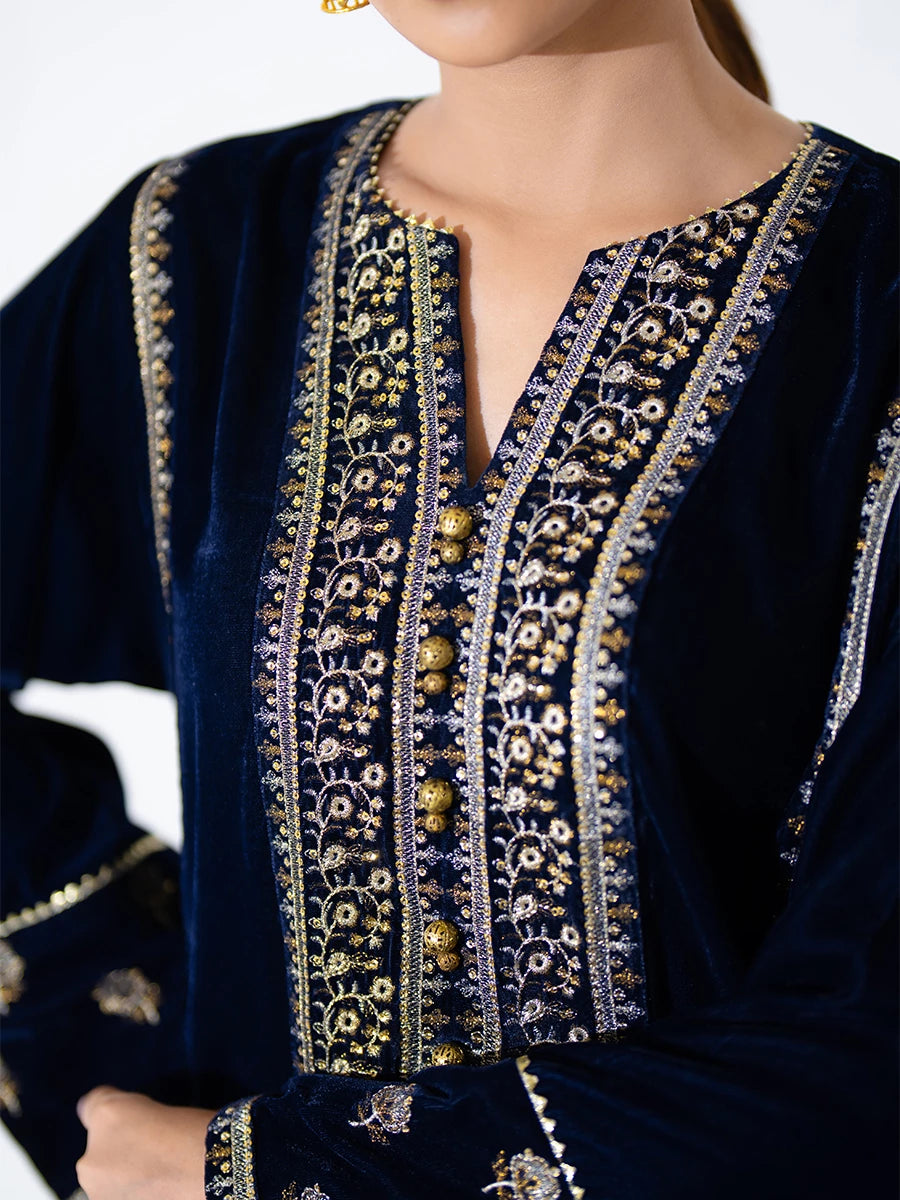 2Pc Stitched Embroidered Velvet Dress SalitexOnline 2Pc Stitched Embroidered Velvet Dress SalitexOnline