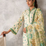 3pc Unstitched - Printed Lawn Silk Suit