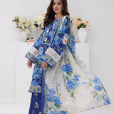 3pc Unstitched - Printed Lawn Silk Suit