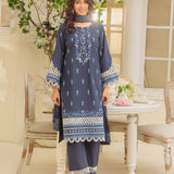 3PC Unstitched Cambric Embroidered Mukesh Dupatta SUIT (UNS7MK007)