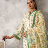 3pc Unstitched - Printed Lawn Silk Suit