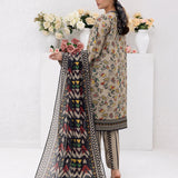 3pc Unstitched - Printed Lawn Silk Suit