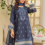 3PC Unstitched Cambric Embroidered Mukesh Dupatta SUIT (UNS7MK007)