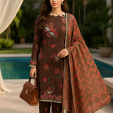 3PC Unstitched Printed Lawn Silk Suit (SUNS7ASI168)