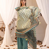 LUXURY KHADDAR EMBROIDERED SHIRT WITH SHAWL & DYED TROUSER