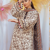 3PC Unstitched Printed Lawn Silk Suit