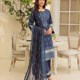 3PC Unstitched Cambric Embroidered Mukesh Dupatta SUIT (UNS7MK007)