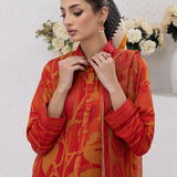 3pc Unstitched - Printed Lawn Silk Suit