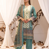 LUXURY KHADDAR EMBROIDERED SHIRT WITH SHAWL & DYED TROUSER