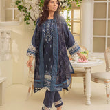 3PC Unstitched Cambric Embroidered Mukesh Dupatta SUIT (UNS7MK007)