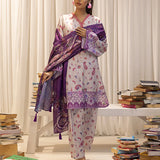 3pc Unstitched - Printed Lawn Silk Suit