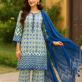 3PC Unstitched Printed Lawn Silk Suit (SUNS7ASI167)