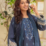 3PC Unstitched Cambric Embroidered Mukesh Dupatta SUIT (UNS7MK007)