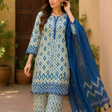 3PC Unstitched Printed Lawn Silk Suit (SUNS7ASI167)