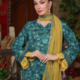 TROPICAL 3PC UNSTITCHED EMBROIDERED CAMBRIC SUIT
