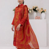 3pc Unstitched - Printed Lawn Silk Suit