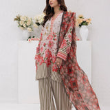 3pc Unstitched - Printed Lawn Silk Suit