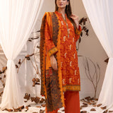 LUXURY KHADDAR EMBROIDERED SHIRT WITH SHAWL & DYED TROUSER