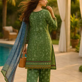 3PC Unstitched Printed Lawn Silk Suit (SUNS7ASI166)