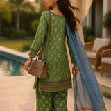 3PC Unstitched Printed Lawn Silk Suit (SUNS7ASI166)