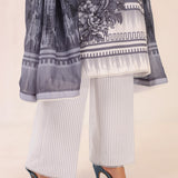 MONOCHROME DIGITAL PRINTED LAWN SILK SUIT