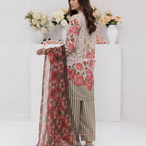 3pc Unstitched - Printed Lawn Silk Suit