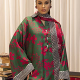 3pc Unstitched - Printed Lawn Silk Suit