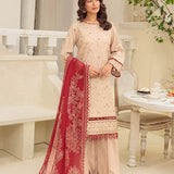 3PC Unstitched Cambric Embroidered Mukesh Dupatta SUIT (UNS7MK006)