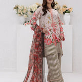 3pc Unstitched - Printed Lawn Silk Suit