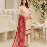 3PC Unstitched Cambric Embroidered Mukesh Dupatta SUIT (UNS7MK006)