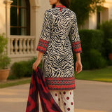 3PC Unstitched Printed Lawn Silk Suit (SUNS7ASI165)