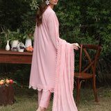 3PC STITCHED CHIKANKARI CAMBRIC EMBROIDERED SUIT (CK014)