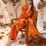 LUXURY KHADDAR EMBROIDERED SHIRT WITH SHAWL & DYED TROUSER