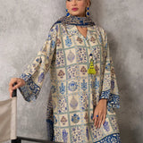 3PC Unstitched Printed Lawn Silk Suit (ASI034)