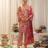 3pc Unstitched - Printed Lawn Silk Suit