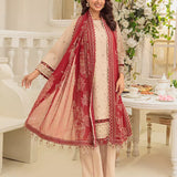 3PC Unstitched Cambric Embroidered Mukesh Dupatta SUIT (UNS7MK006)