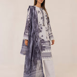 MONOCHROME DIGITAL PRINTED LAWN SILK SUIT