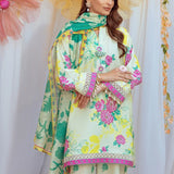 3PC Unstitched Printed Lawn Silk Suit
