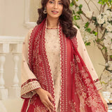 3PC Unstitched Cambric Embroidered Mukesh Dupatta SUIT (UNS7MK006)