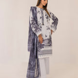 MONOCHROME DIGITAL PRINTED LAWN SILK SUIT