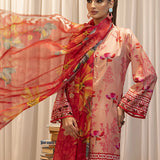 3pc Unstitched - Printed Lawn Silk Suit