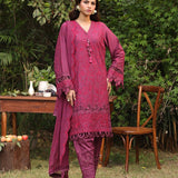 3PC STITCHED CHIKANKARI CAMBRIC EMBROIDERED SUIT