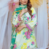 3PC Unstitched Printed Lawn Silk Suit