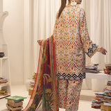 3pc Unstitched - Printed Lawn Silk Suit